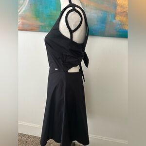 Armani Exchange A/X NWOT Black Open Back Fit And Flare Cotton Mini Sun Dress 4
